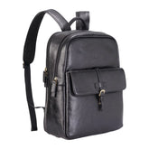 Large Black Vintage Leather Laptop Rucksack